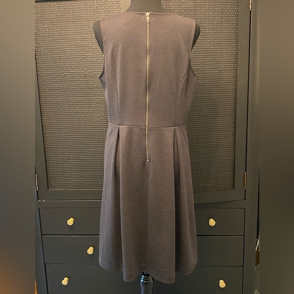 LOFT Pleated Sleeveless Dress Charcoal Gray - Picture 5 of 7